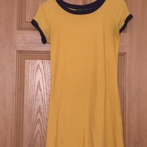Mustard yellow and navy blue dress